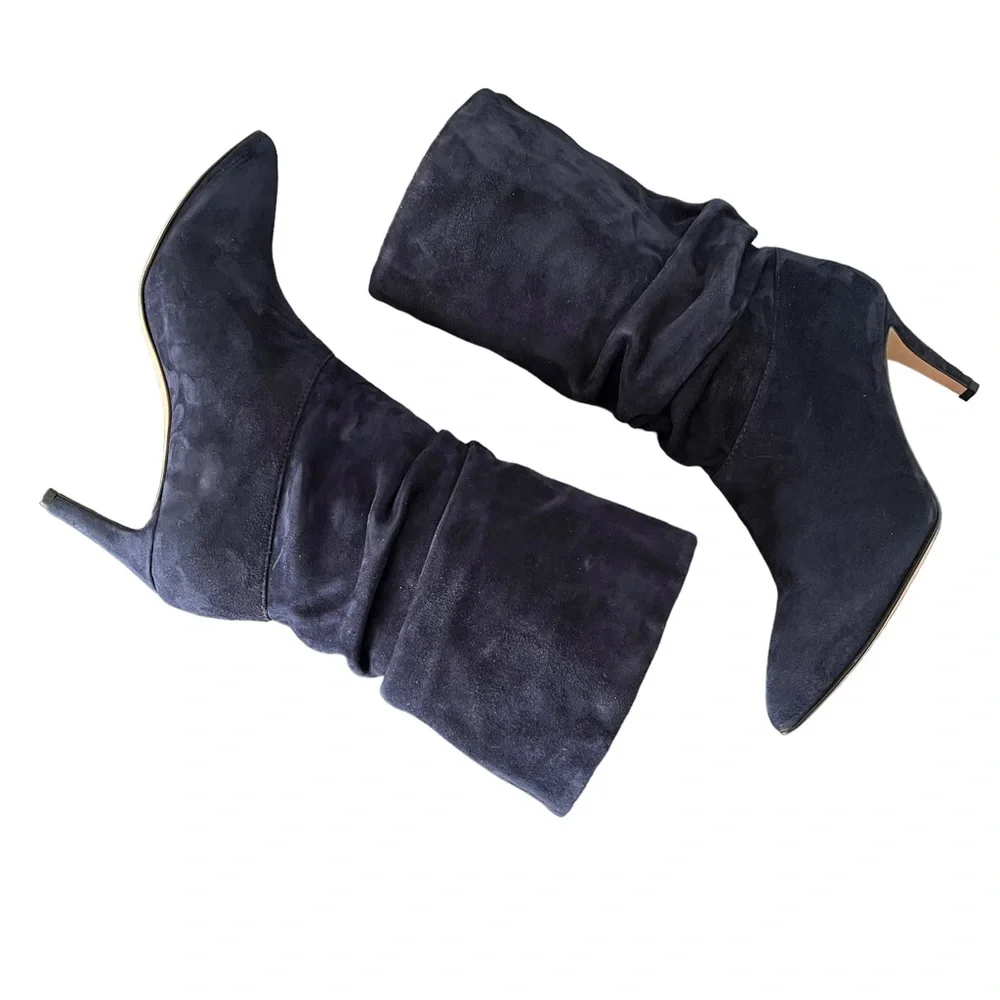 Andrea Carrano RICCIA NAVY SUEDE Mid-Calf Bootie Women’s Size 7.5 - Picture 7 of 12